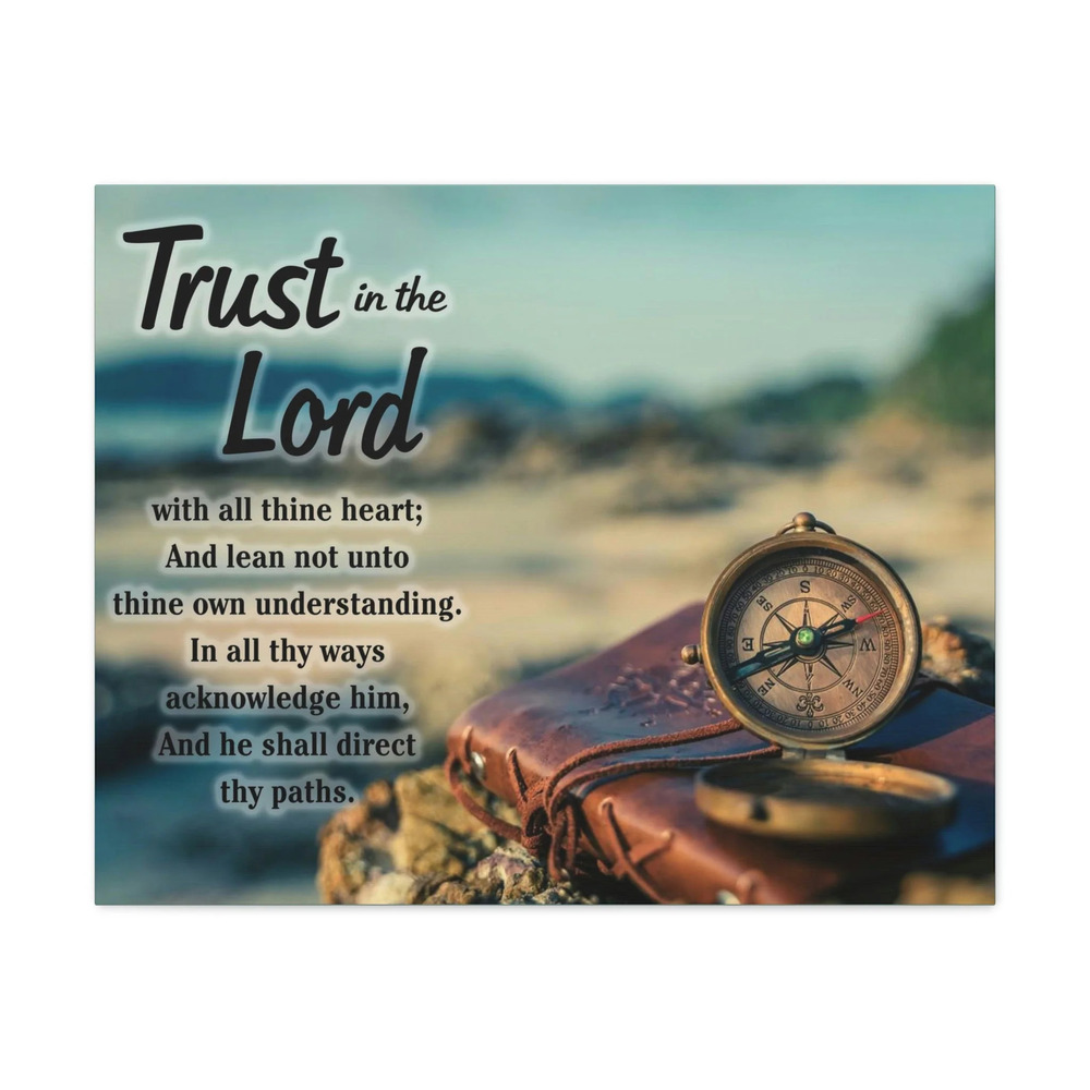 Scripture Walls Proverbs 3:5 Trust in God Nautical Compass Bible Verse Canvas